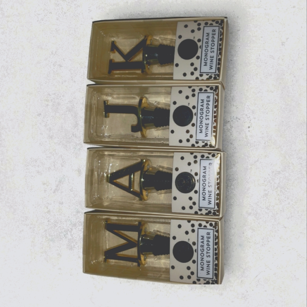 💖🍾Modern Expressions Monogram Wine Stoppers Set of 4